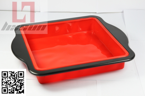 silicon Square cake pan with metal frame