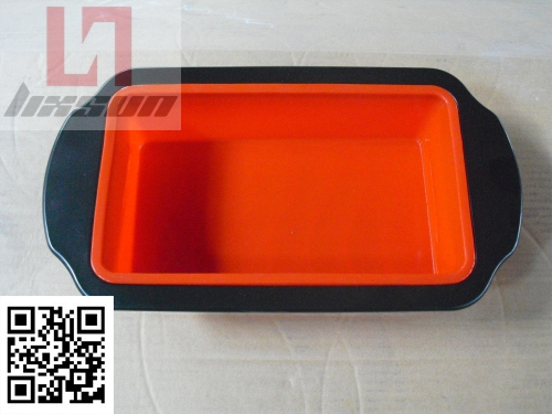 silicon Loaf cake pan with metal frame